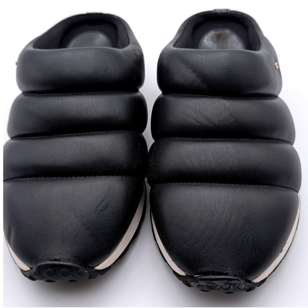 Michael Kors Bodie Puffer Mules Black Quilted Slip On Slides Gold Logo 9.5M